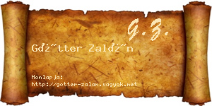 Götter Zalán névjegykártya